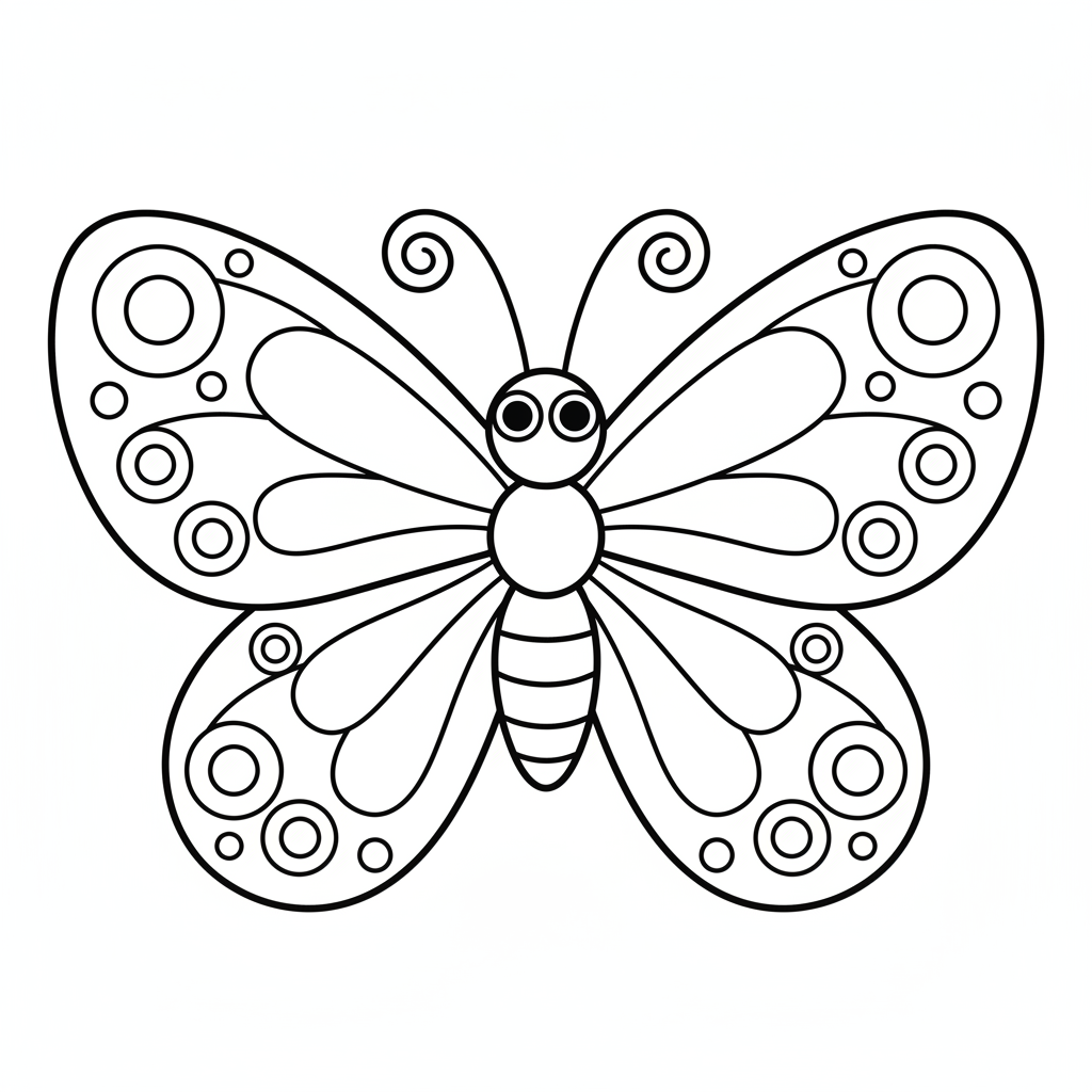 Coloriage Papillon Un Gros Papillon Aux Ailes Rondes Vu De Face 01