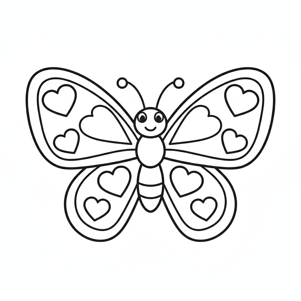 Coloriage Papillon Un Papillon Avec Des Coeurs Sur Les Ailes 04