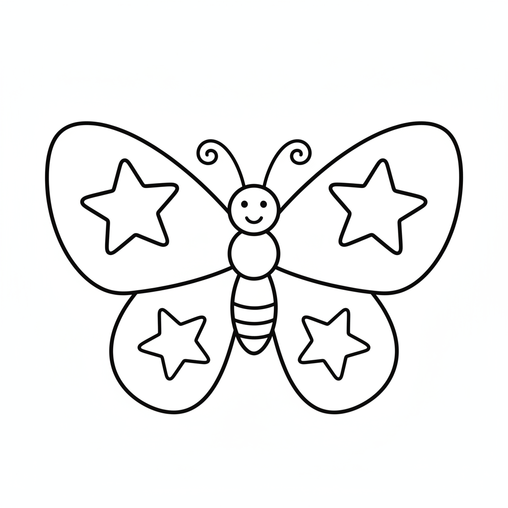 Coloriage Papillon Un Papillon Avec Des Etoiles Sur Les Ailes 07