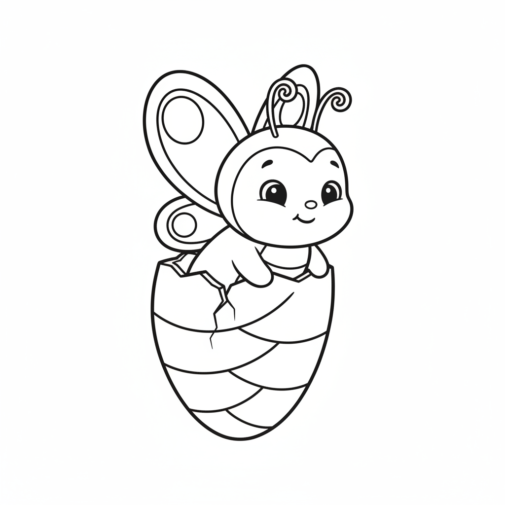 Coloriage Papillon Un Papillon Bebe Qui Sort De Son Cocon 06