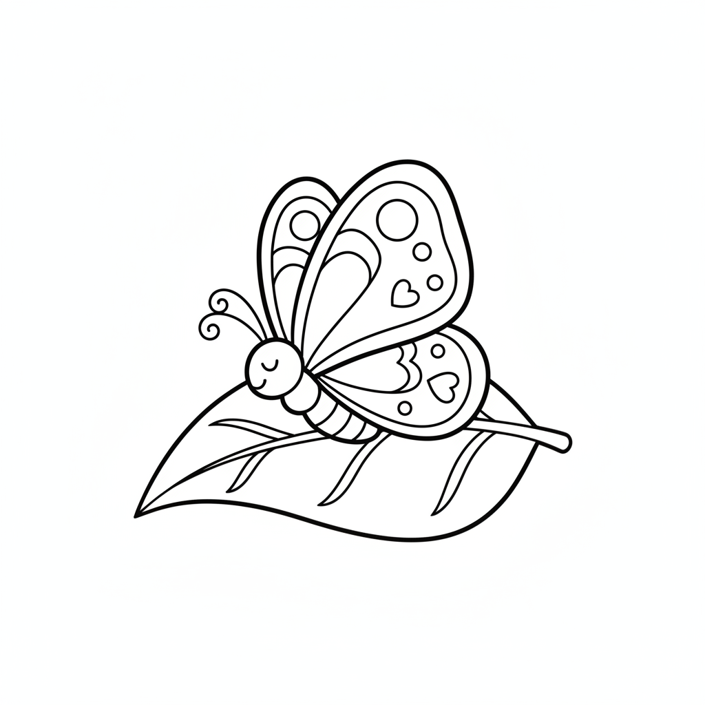 Coloriage Papillon Un Papillon Endormi Sur Une Feuille 14