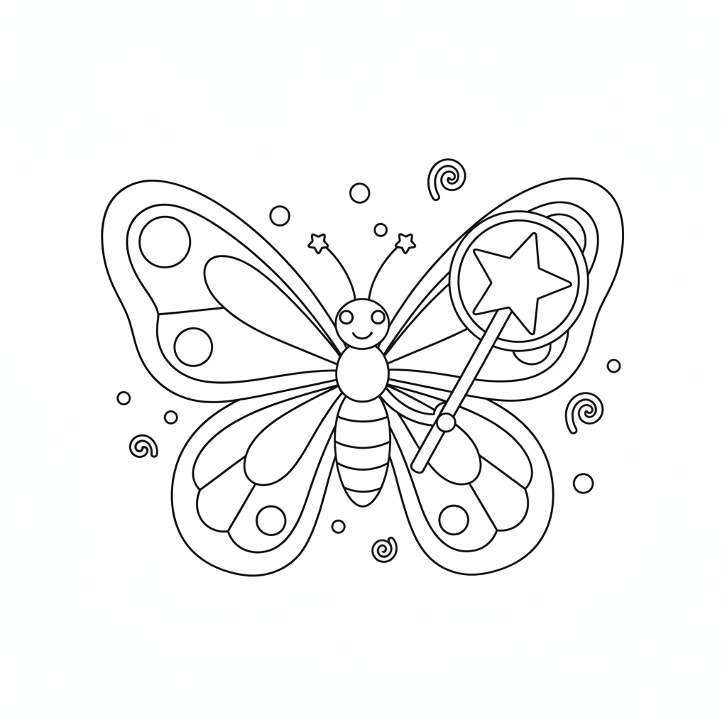 Coloriage Papillon Un Papillon Magique Avec Une Baguette 20