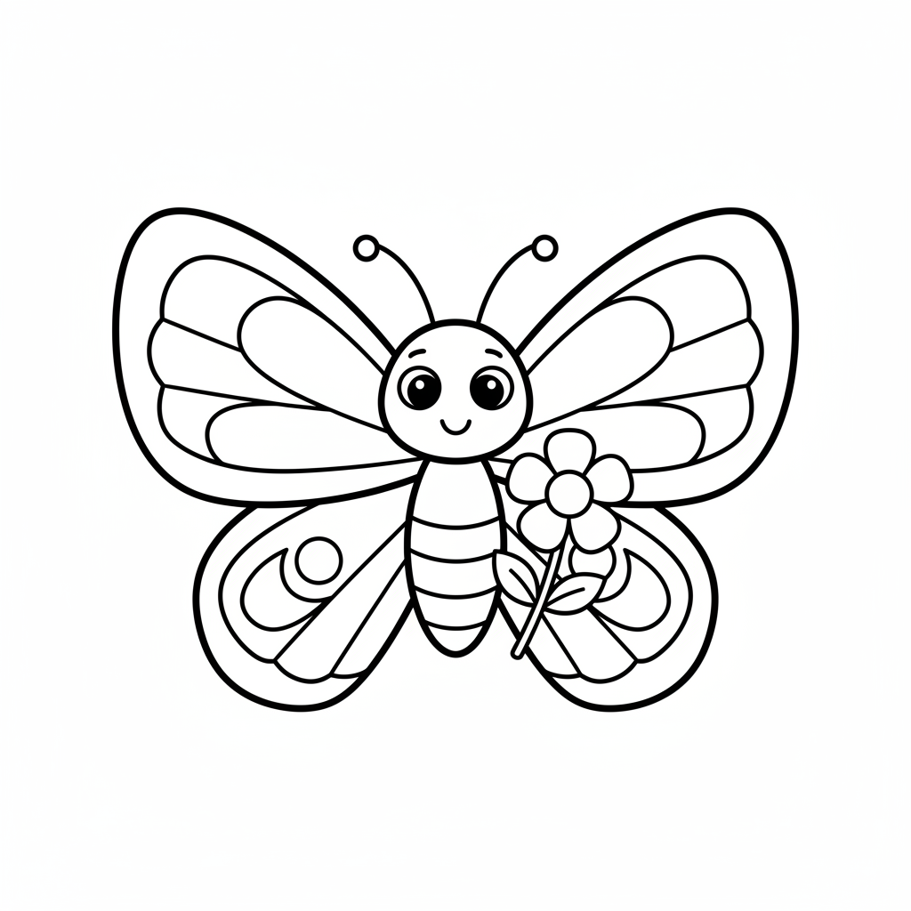 Coloriage Papillon Un Papillon Qui Transporte Une Petite Fleur 13