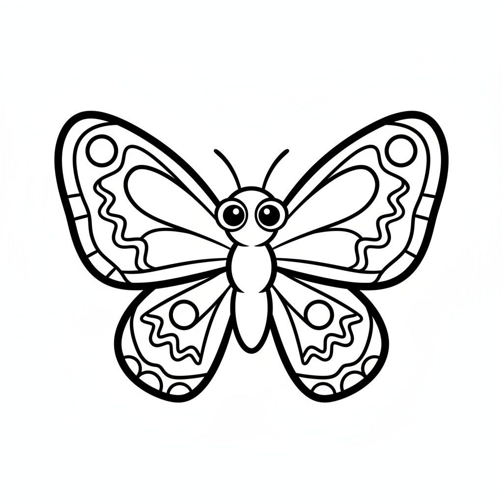 Coloriage Papillon Un Papillon Qui Vole Avec De Grands Yeux 03