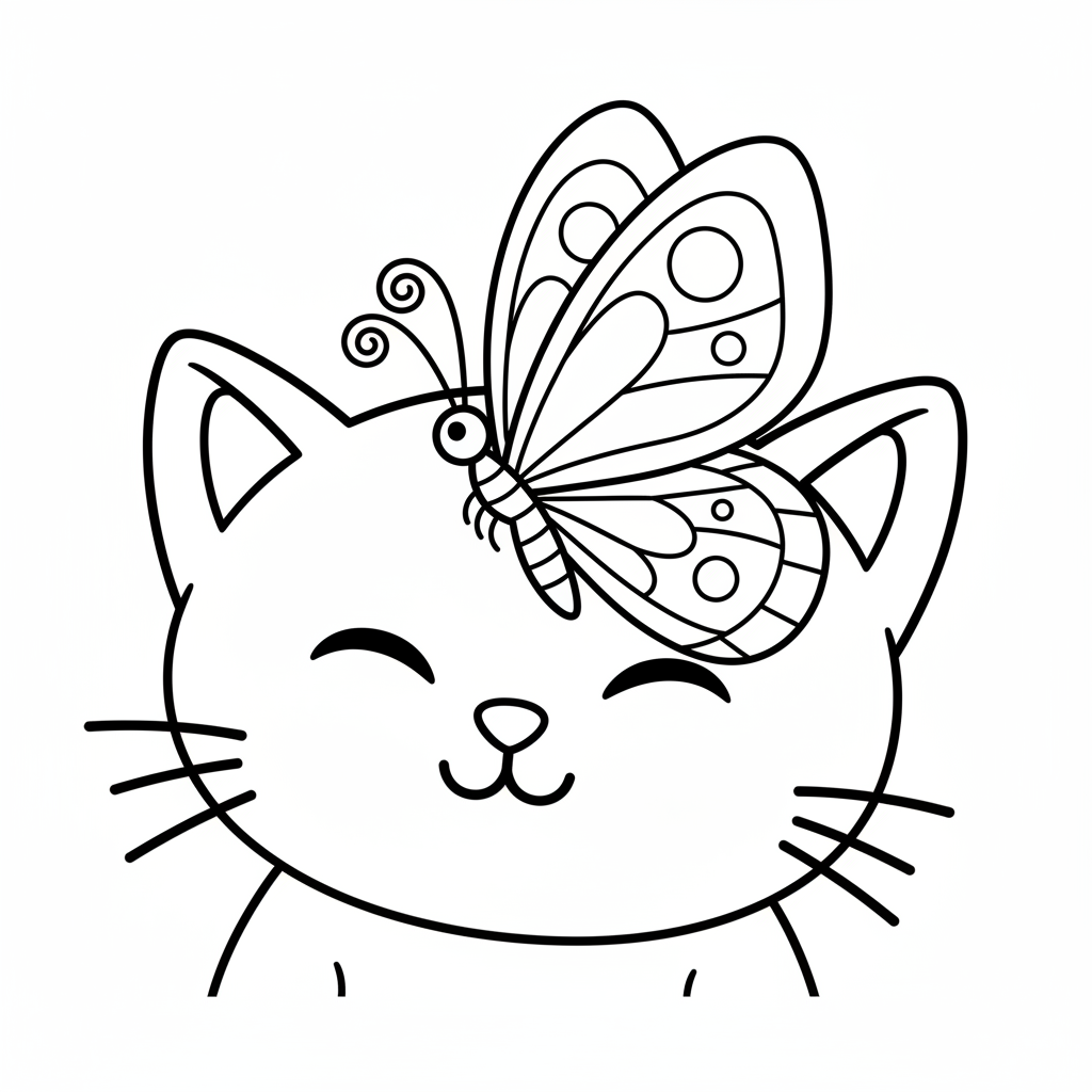 Coloriage Papillon Un Papillon Sur Le Nez Dun Chat 11