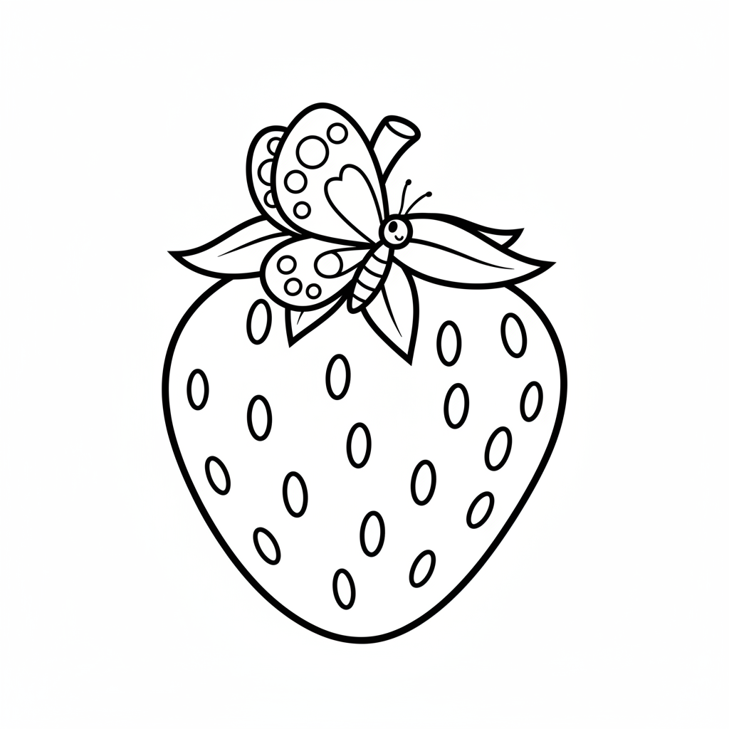Coloriage Papillon Un Papillon Sur Une Fraise Geante 18