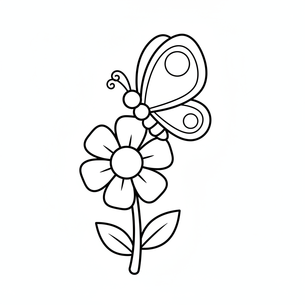 Coloriage Papillon Un Petit Papillon Pose Sur Une Fleur 02