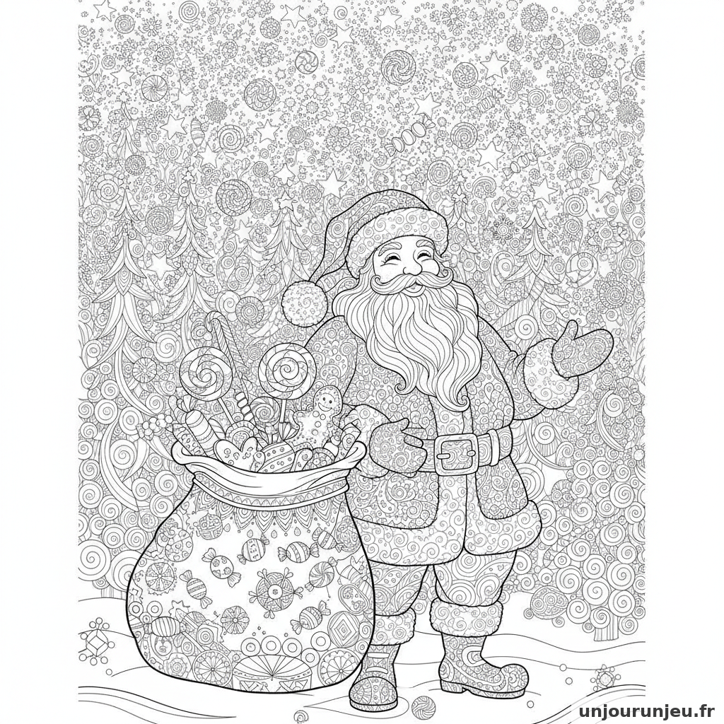 Coloriage Pere Noel Pere Noel Bonbons 09