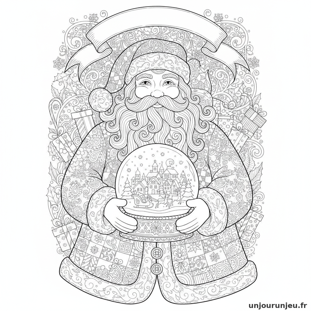 Coloriage Pere Noel Pere Noel Boule Neige 16