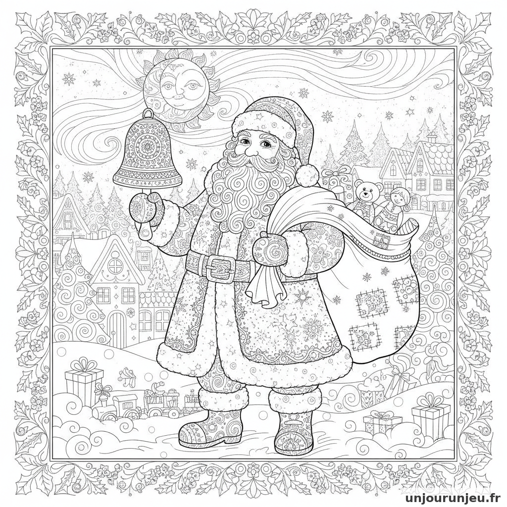 Coloriage Pere Noel Pere Noel Cloche 15