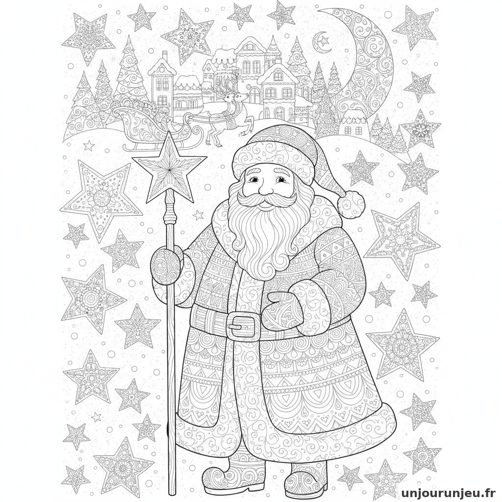 Coloriage Pere Noel Pere Noel Etoiles 12