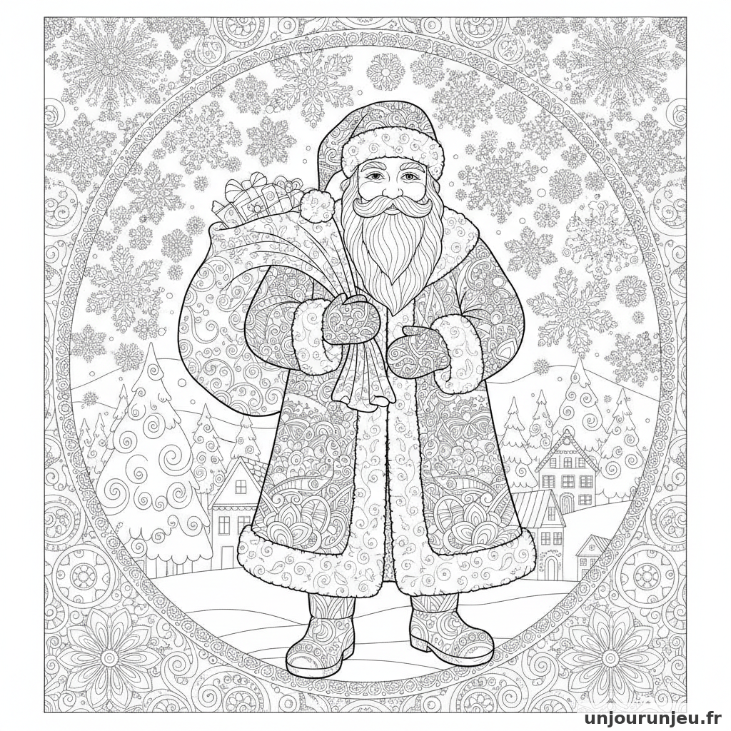 Coloriage Pere Noel Pere Noel Flocons 19