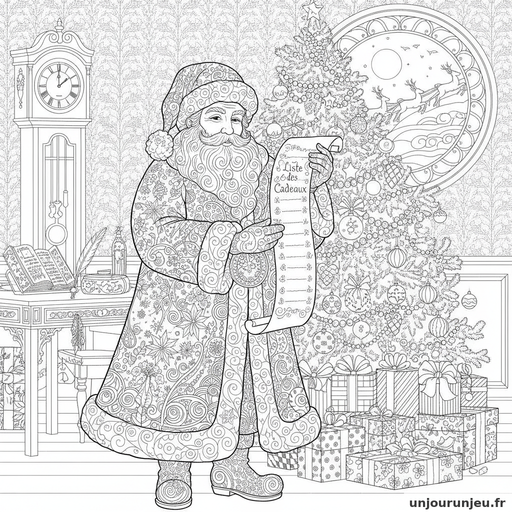 Coloriage Pere Noel Pere Noel Liste 14
