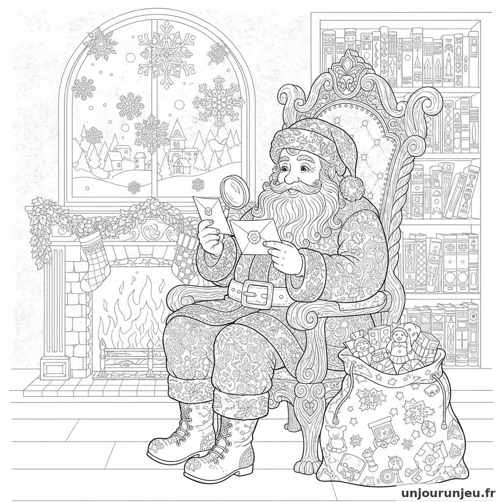 Coloriage Pere Noel Pere Noel Lit Lettres 06