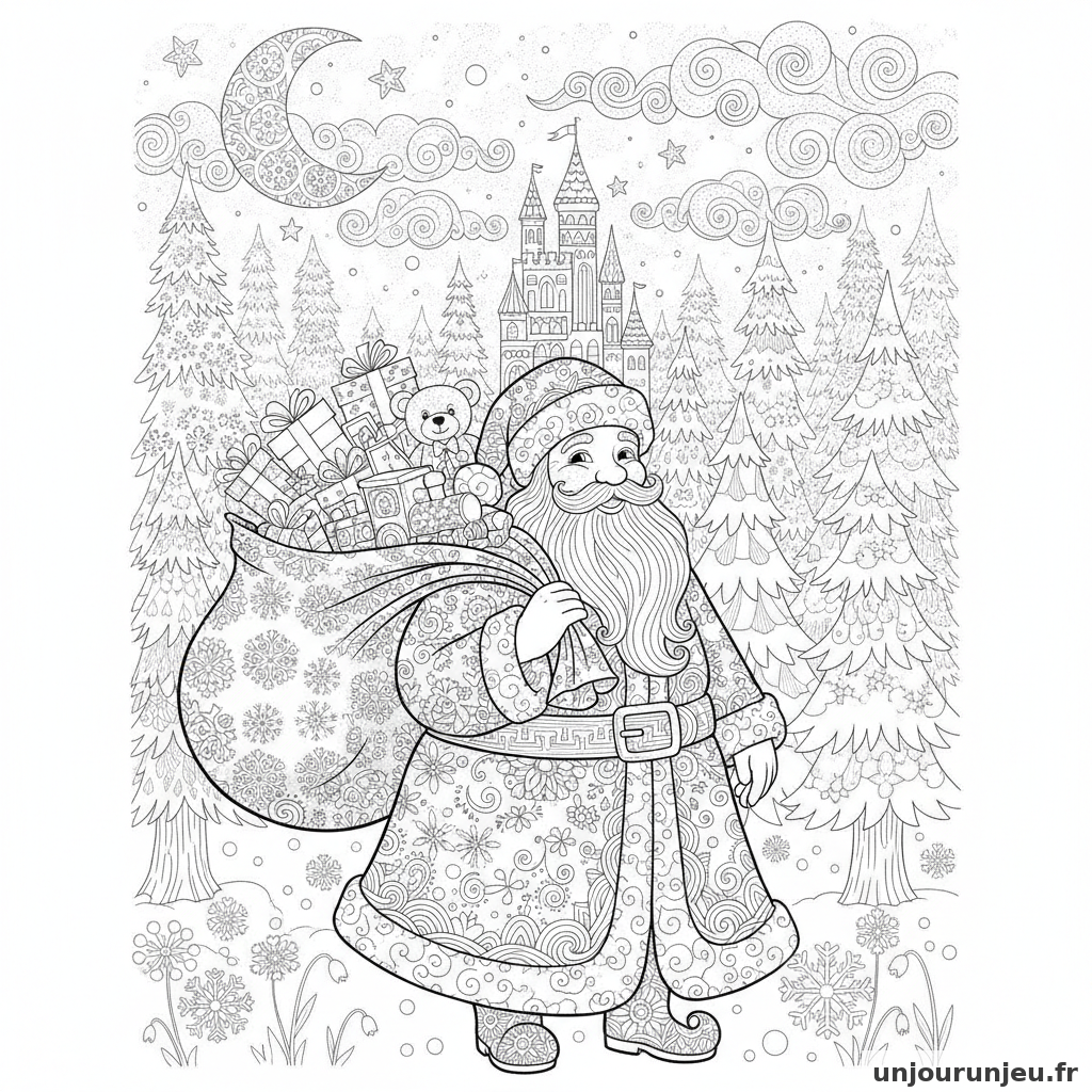 Coloriage Pere Noel Pere Noel Sac Cadeaux 02