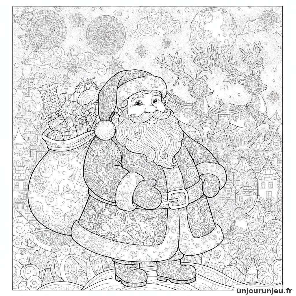Coloriage Pere Noel Pere Noel Souriant 01