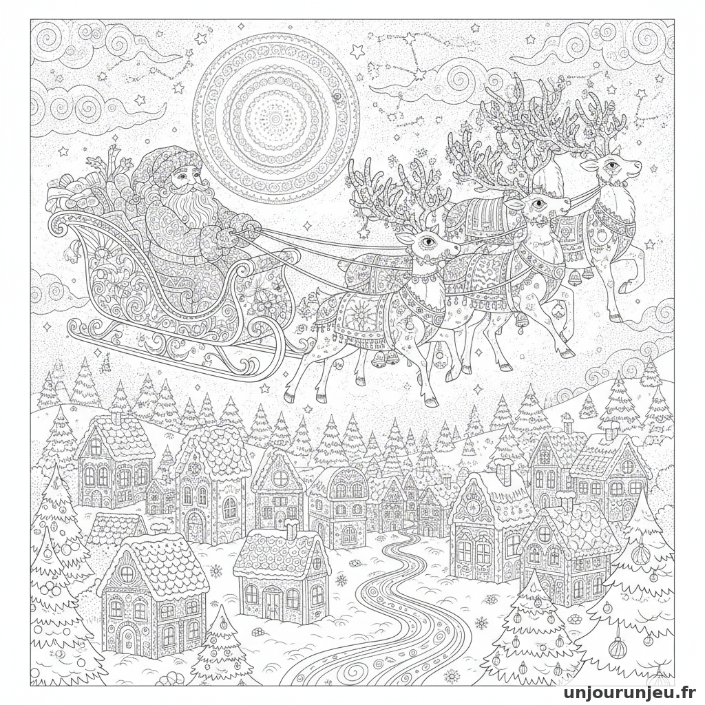 Coloriage Pere Noel Pere Noel Traineau 03