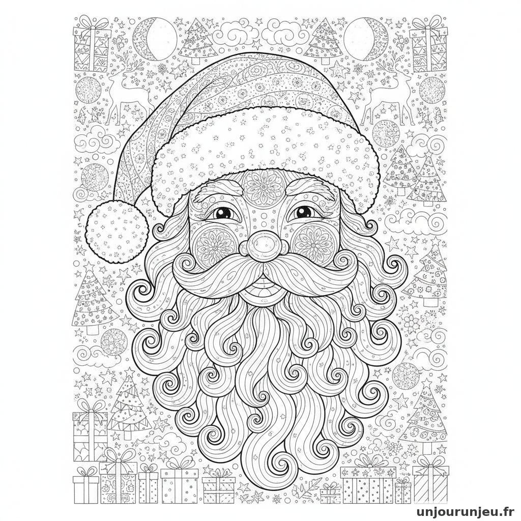 Coloriage Pere Noel Tete Pere Noel 10