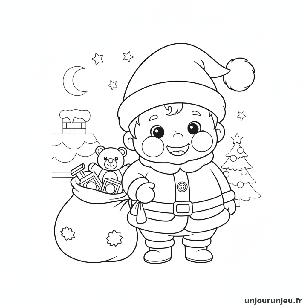 Coloriage Pere Noel Pere Noel Bebe 14
