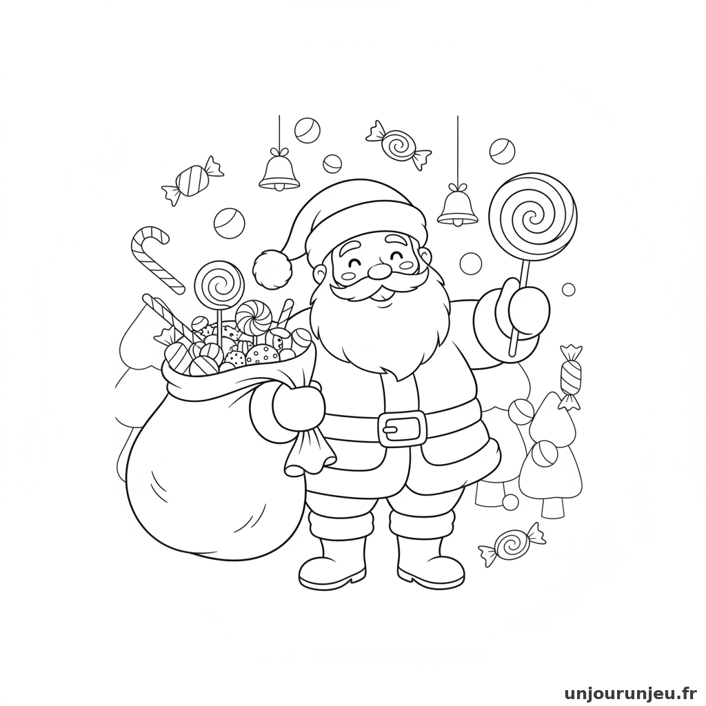 Coloriage Pere Noel Pere Noel Bonbons 09