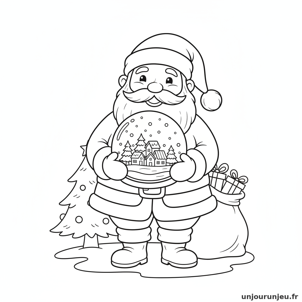 Coloriage Pere Noel Pere Noel Boule Neige 17
