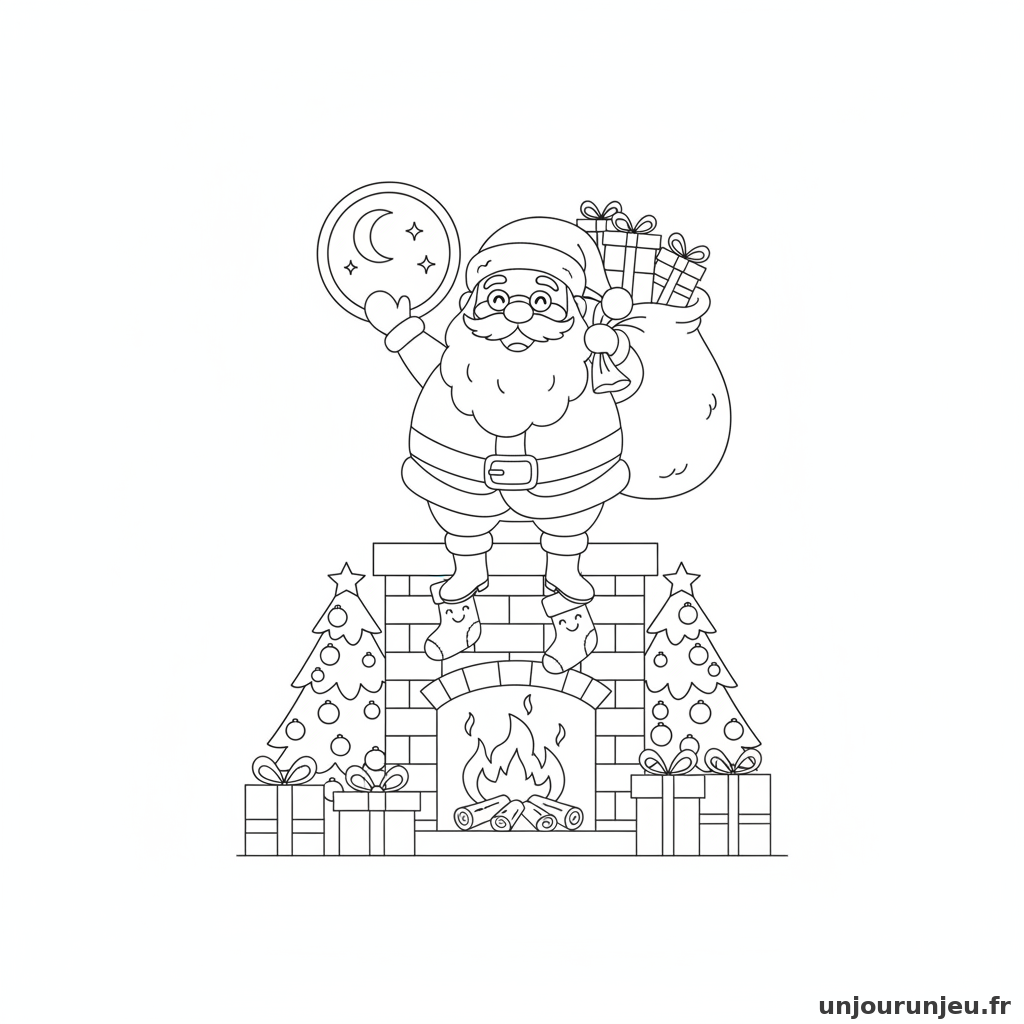 Coloriage Pere Noel Pere Noel Cheminee 04