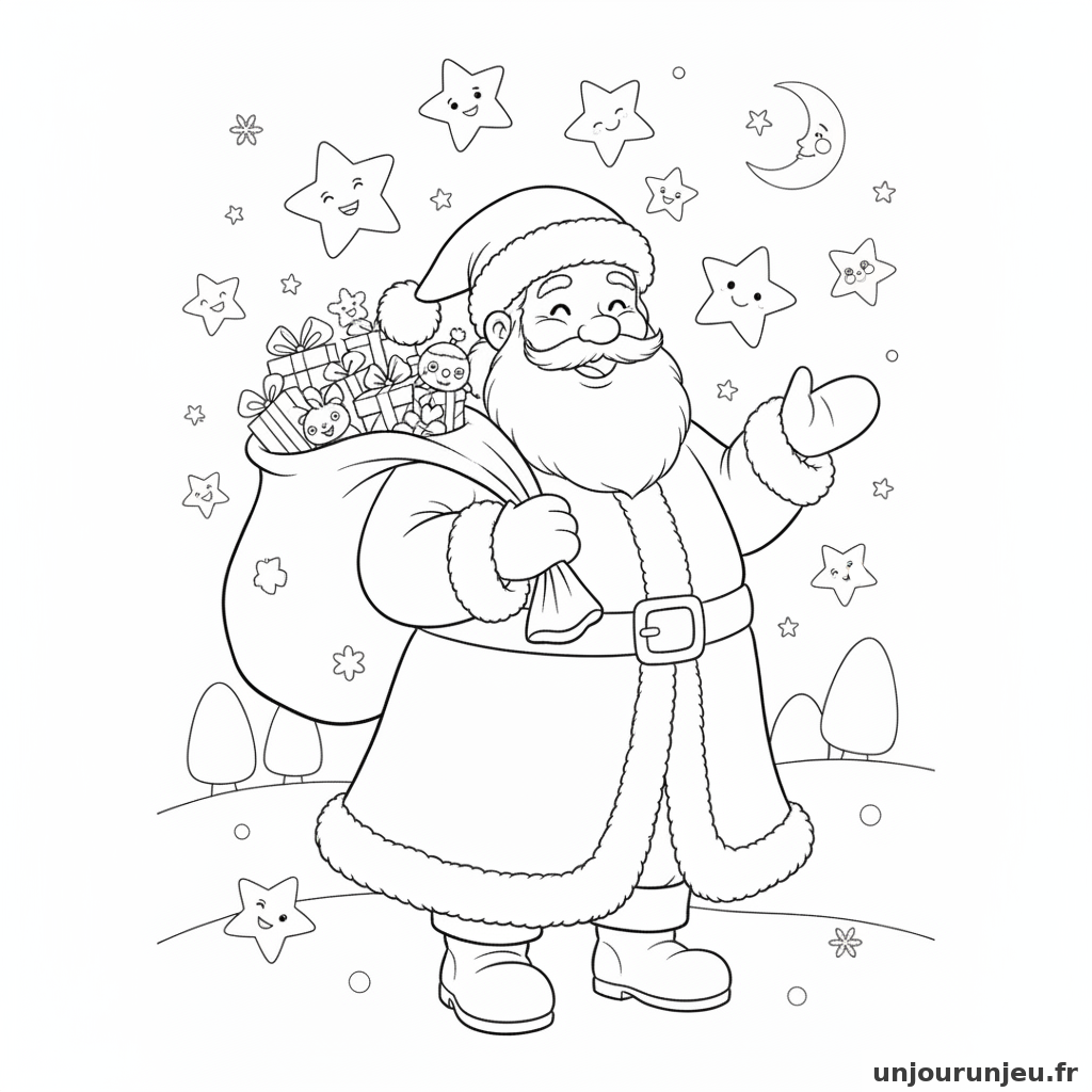 Coloriage Pere Noel Pere Noel Etoiles 13