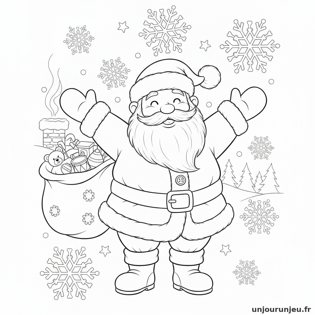 Coloriage Pere Noel Pere Noel Flocons 20