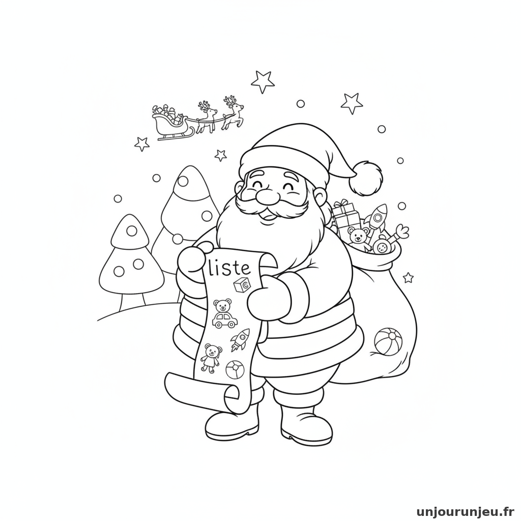Coloriage Pere Noel Pere Noel Liste 15