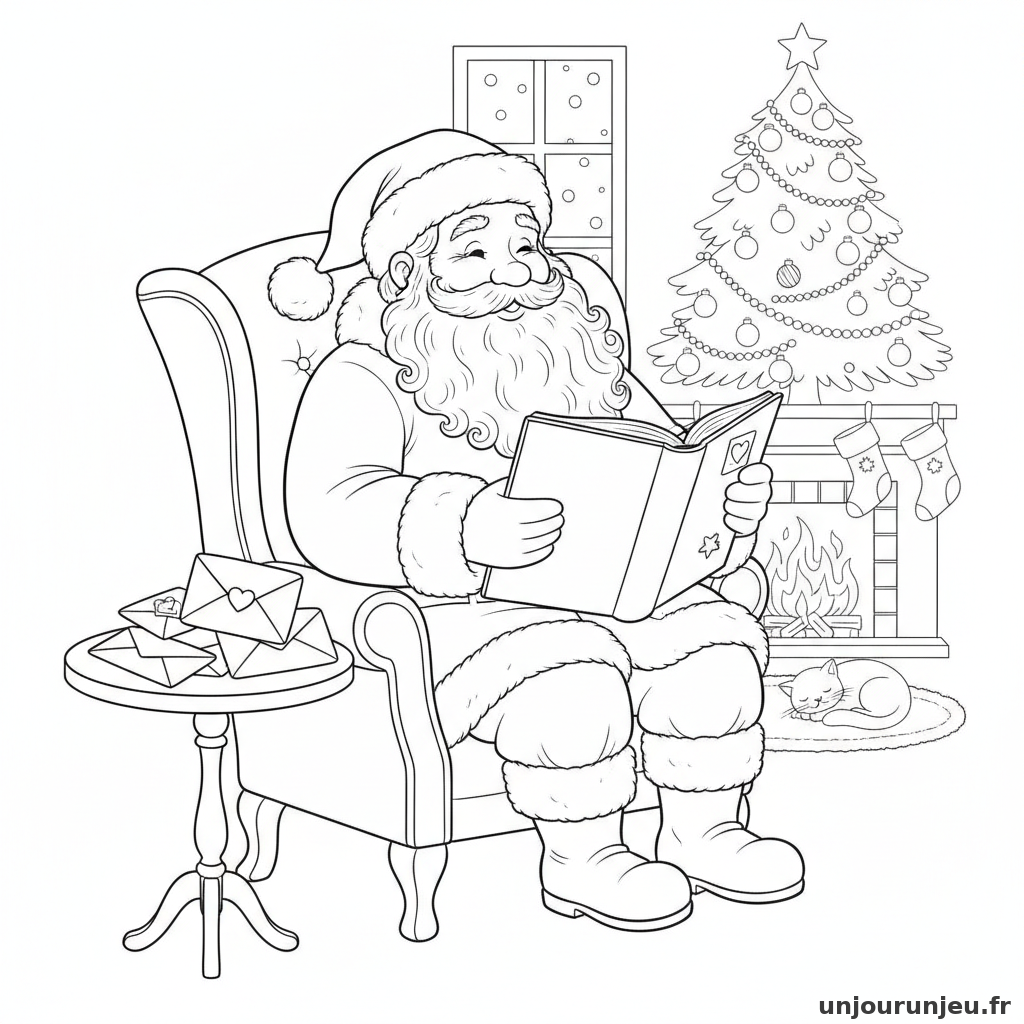 Coloriage Pere Noel Pere Noel Lit Lettres 06