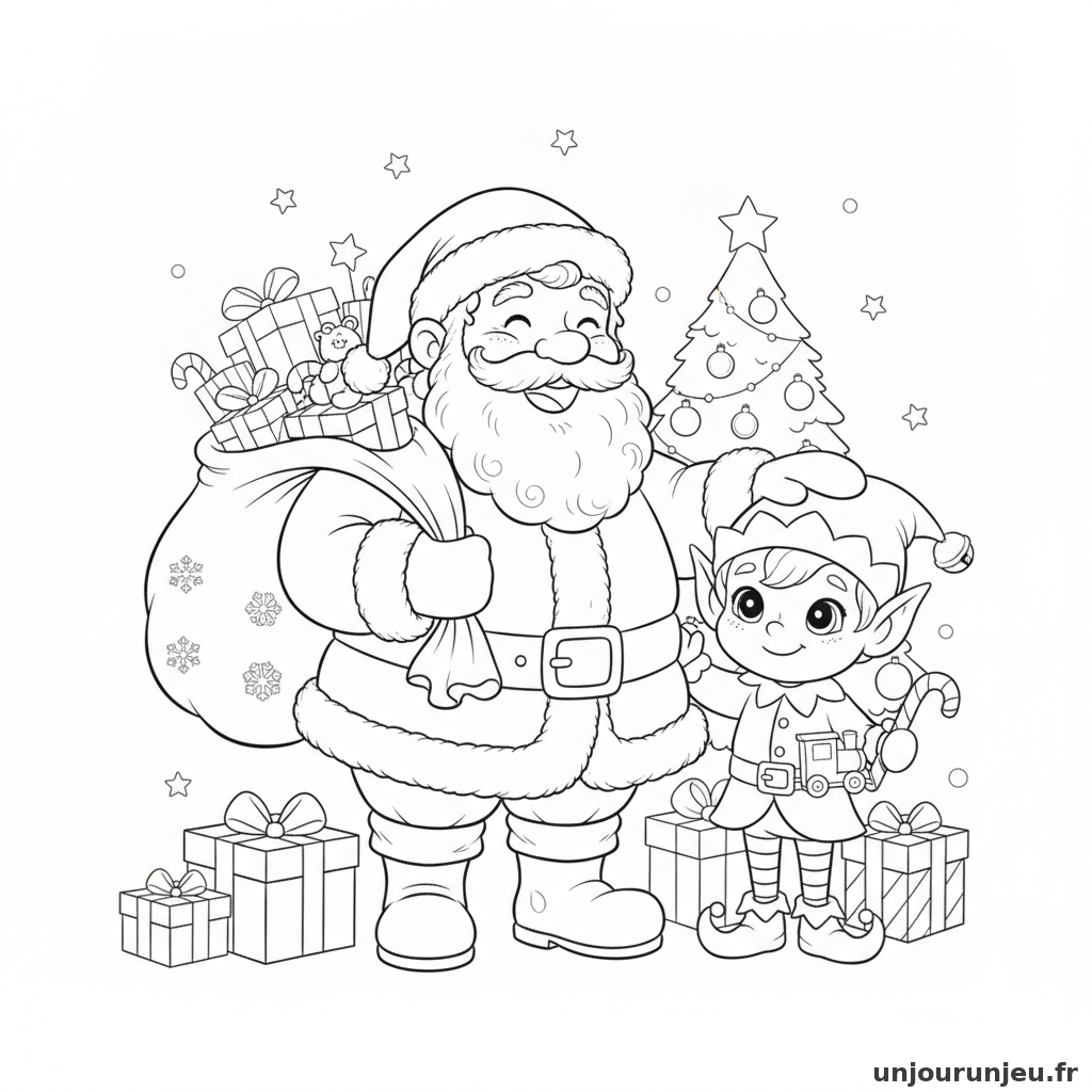 Coloriage Pere Noel Pere Noel Lutin 08