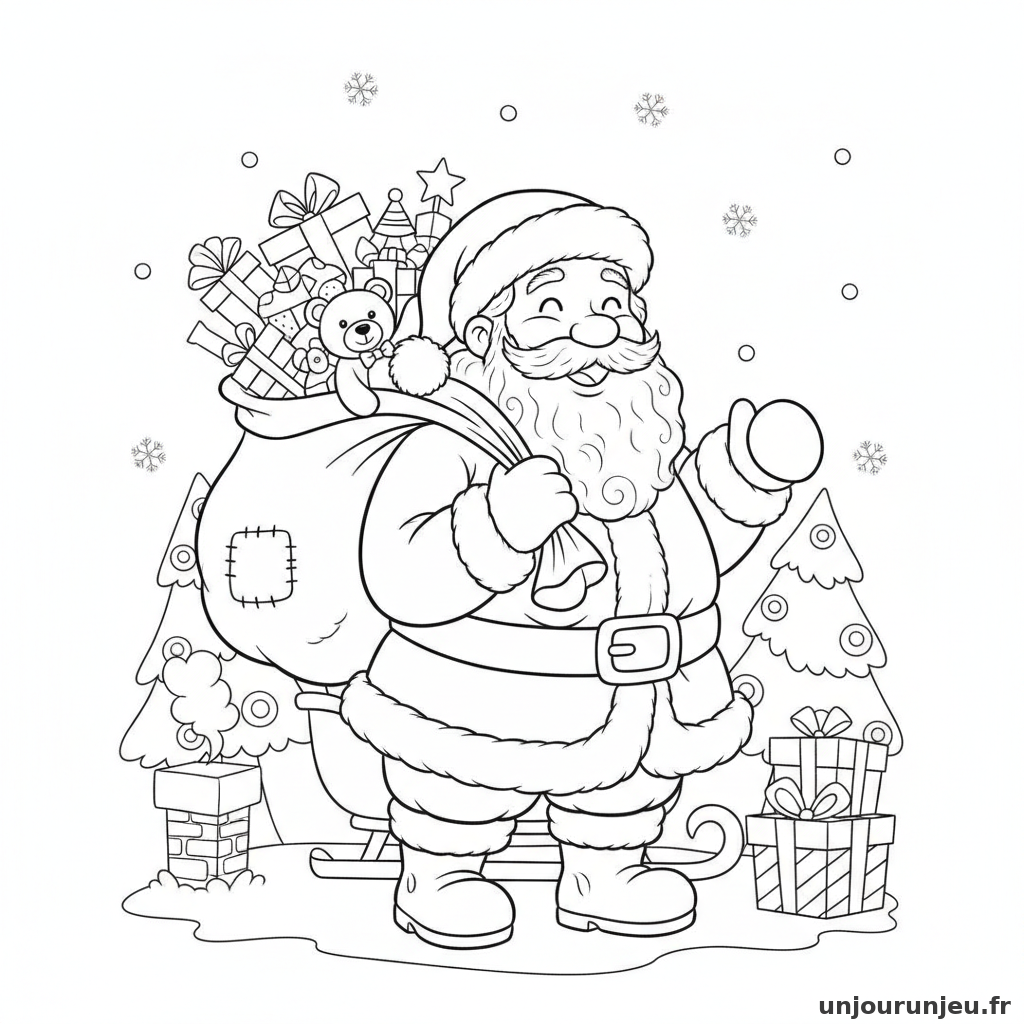 Coloriage Pere Noel Pere Noel Sac Cadeaux 02