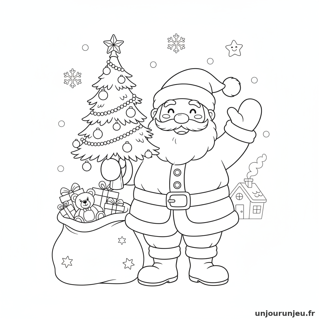 Coloriage Pere Noel Pere Noel Sapin 10