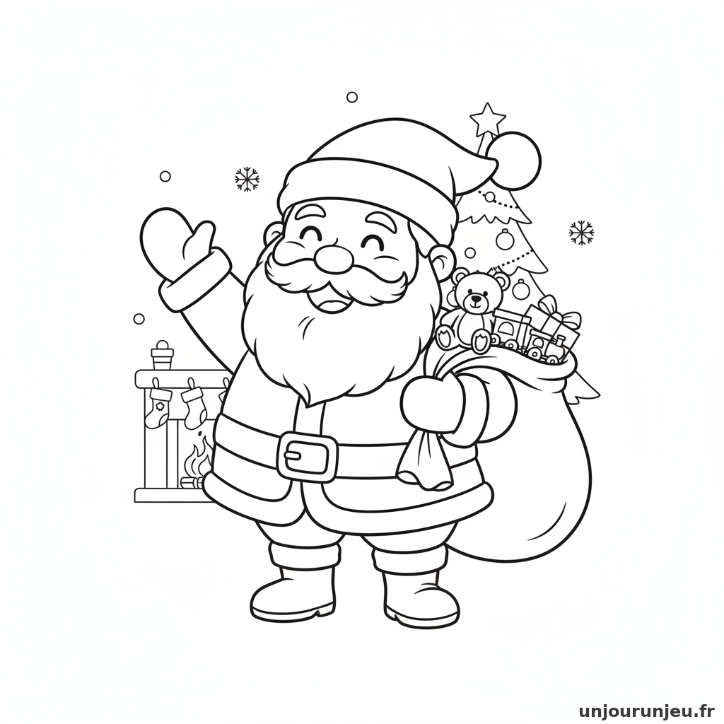 Coloriage Pere Noel Pere Noel Souriant 01