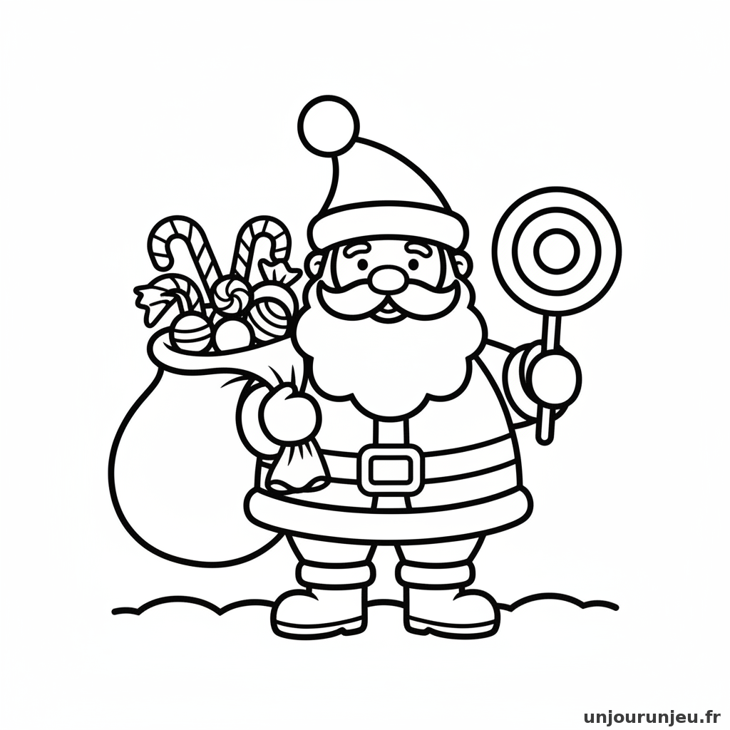 Coloriage Pere Noel Pere Noel Bonbons 09