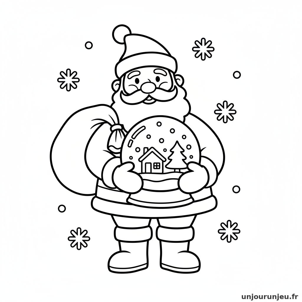 Coloriage Pere Noel Pere Noel Boule Neige 17