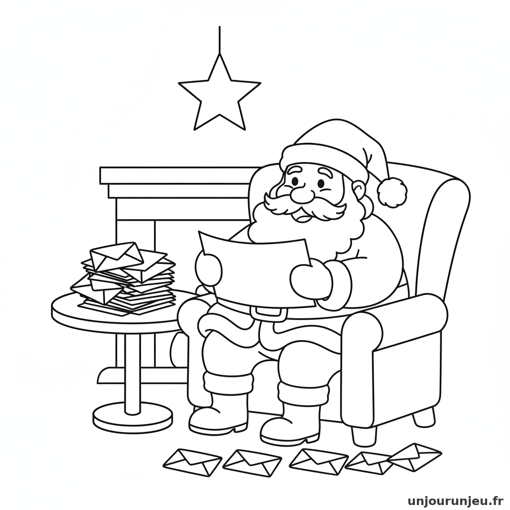 Coloriage Pere Noel Pere Noel Lit Lettres 06