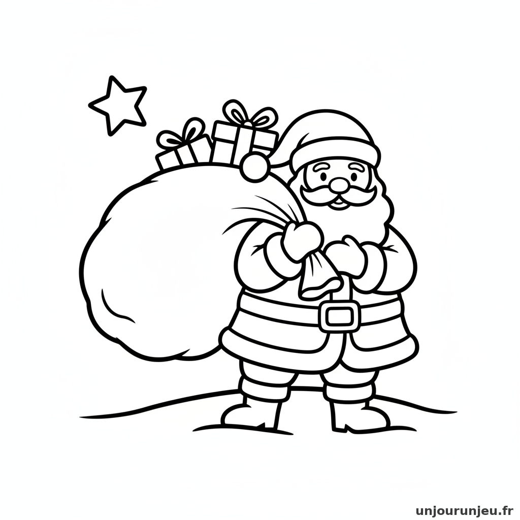 Coloriage Pere Noel Pere Noel Sac Cadeaux 02