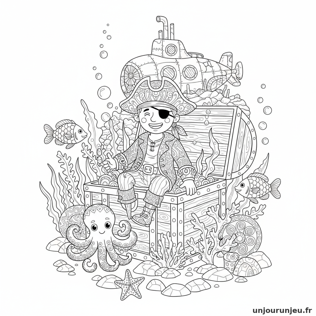 Coloriage Pirate Pirate Coffre Fort Marin 11