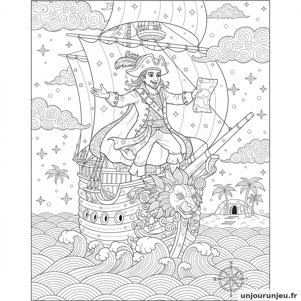 Coloriage Pirate Pirate Proue Dun Galion Sculpte 02