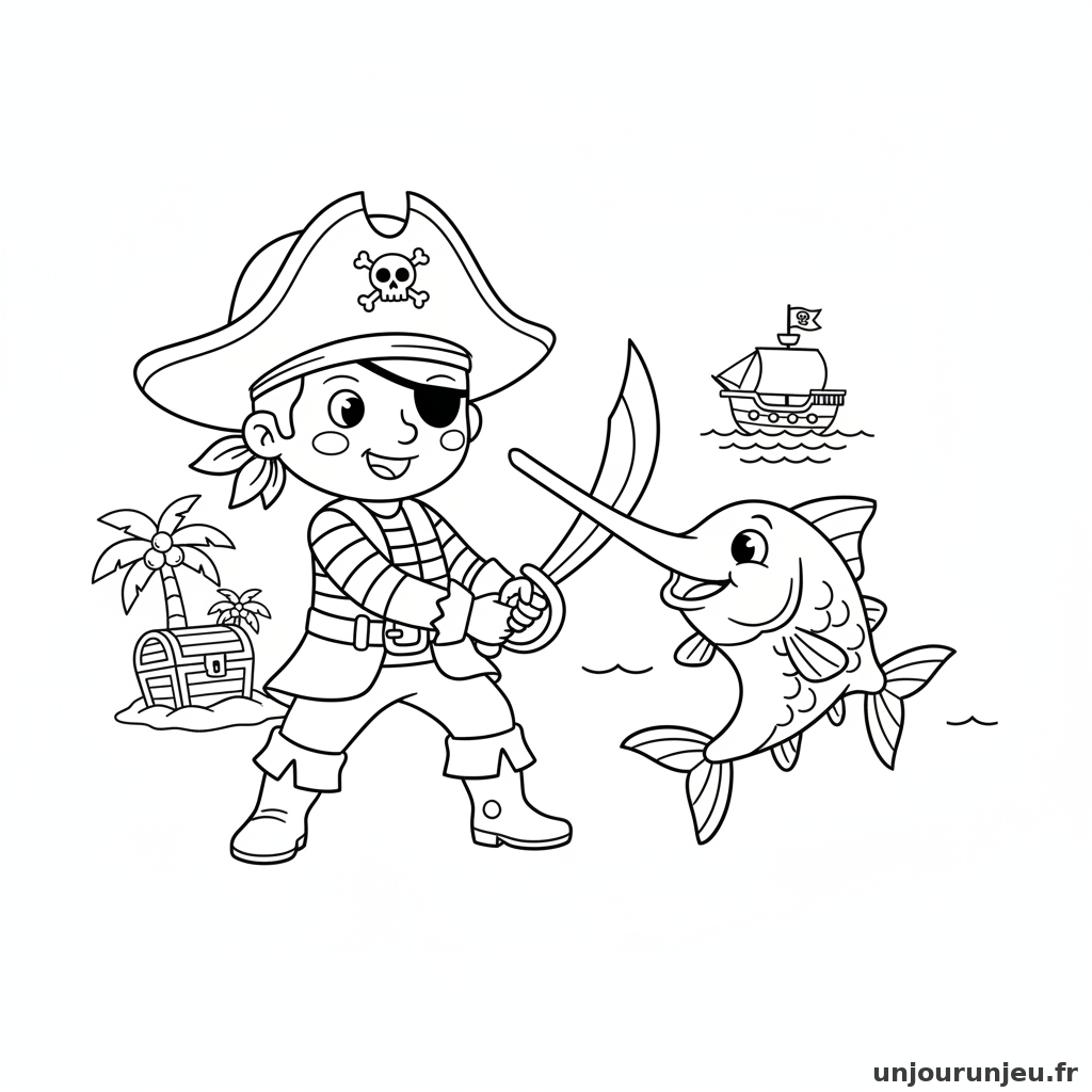 Coloriage Pirate Pirate Combat Poisson Epee Lepee 05