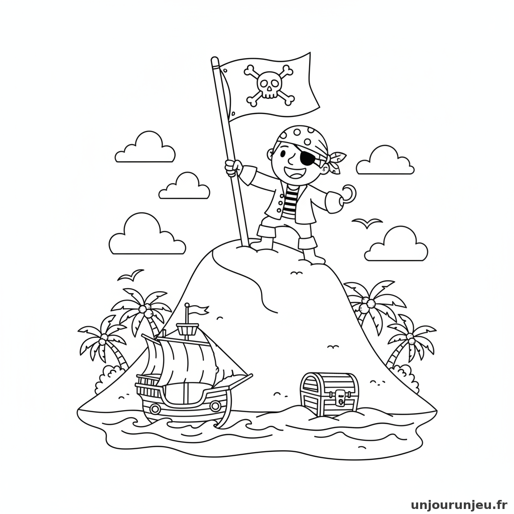 Coloriage Pirate Pirate Plante Drapeau Sommet Dune Dune 19