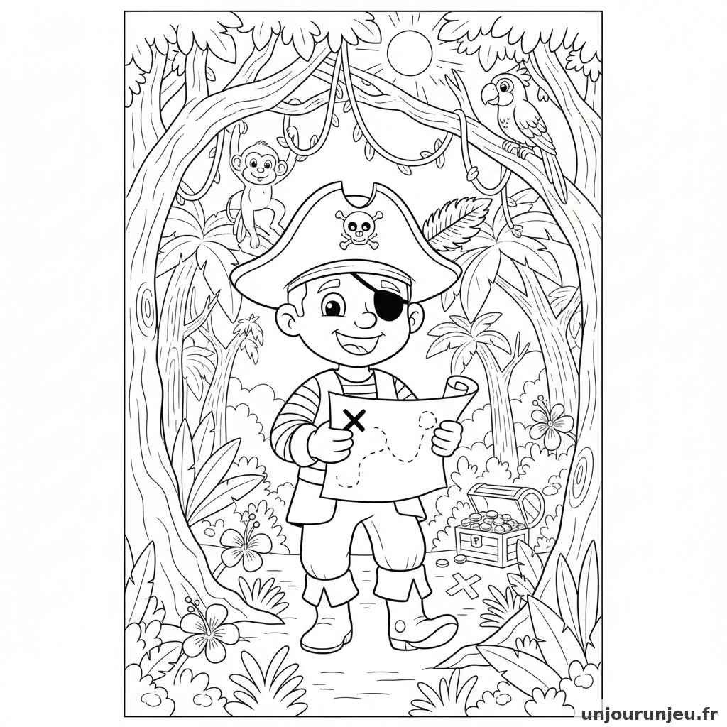Coloriage Pirate Pirate Suit Carte Tresor Jungle 10