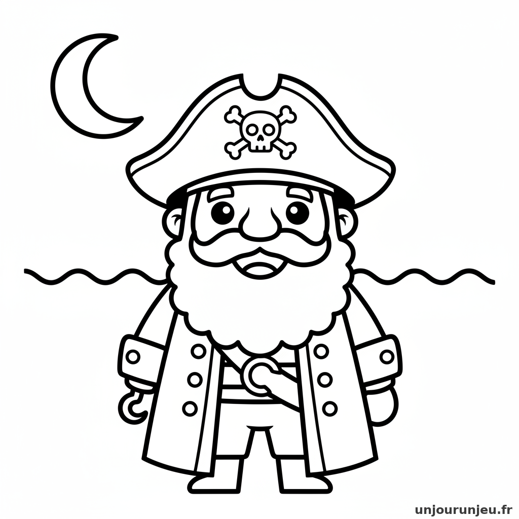 Coloriage Pirate Capitaine Pirate Barbe Ronde 06