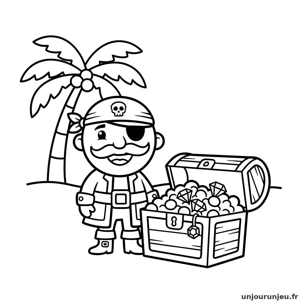 Coloriage Pirate Pirate Coffre Tresor Pieds 07