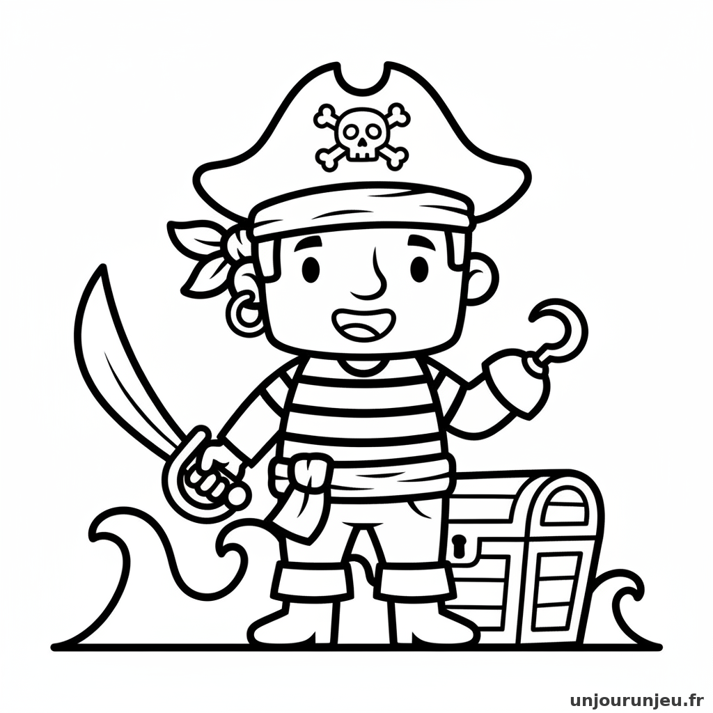 Coloriage Pirate Pirate Foulard Bandeau Boucle Doreille 16