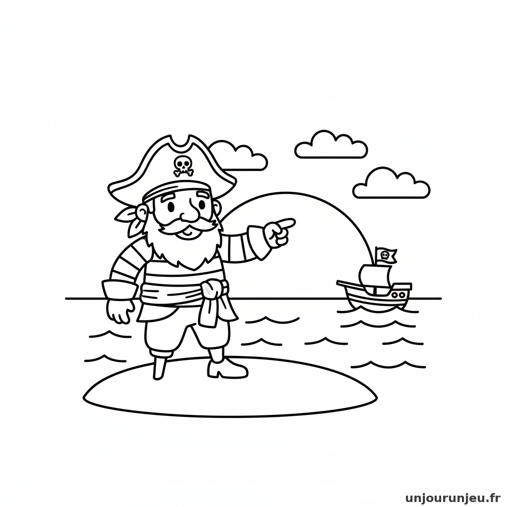 Coloriage Pirate Pirate Montre Doigt Lhorizon 17