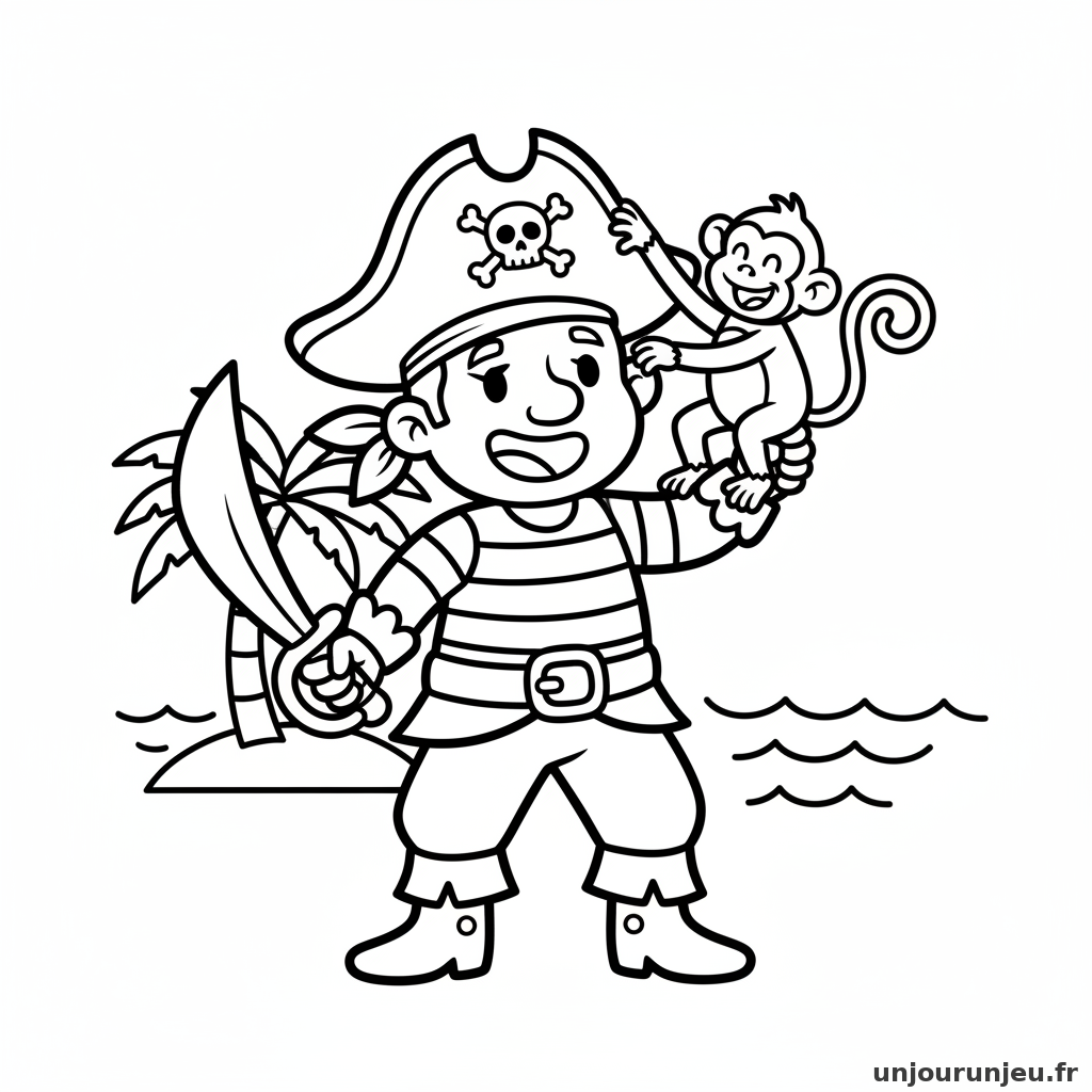 Coloriage Pirate Pirate Singe 09