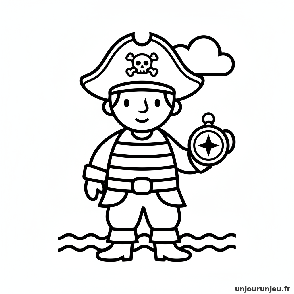 Coloriage Pirate Pirate Tient Boussole 12