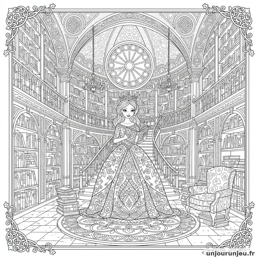 Coloriage Princesse Princesse Bibliotheque Royale Immense 10